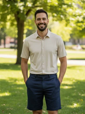 Camisa  De Viscose Masculina Adulto  CVMC-405 Blue Coast Bege