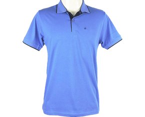 Camisa Polo Masculina Adulto Manga Curta Detalhe 10706 Sigosta Azul Hortência