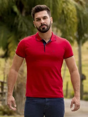 Camisa Polo Masculina Adulto Manga Curta Lisa 10706 Sigosta Vinho