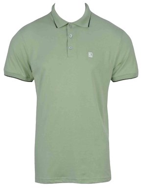 Camisa Polo Masculina Adulto Manga Curta Tribex Verde Pastel