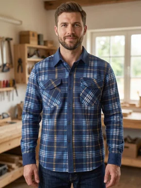 Camisa Xadrez Masculina Adulto 189-5 Freelook Marinho /Azul