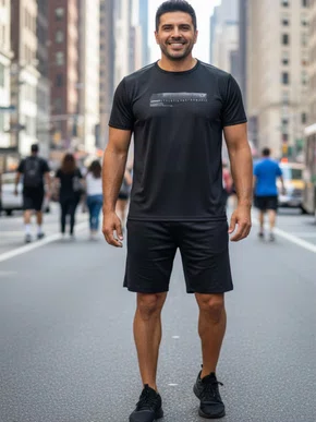 Camiseta Básica Esportiva Dry Fit 10.14.1162 Ninety Eight Preto