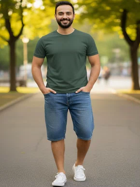 Camiseta Básica Manga Curta Masculina Adulto CBEM-100 Blue Bay/Concept Verde