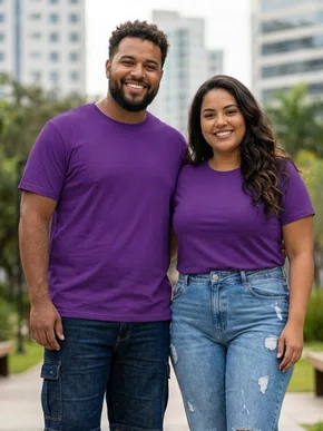 Camiseta De Algodão Tamanho Especial  HT103 Har Têxtil Roxo
