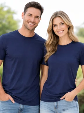 Camiseta De Algodão Unissex 01.100 Har Têxtil Marinho