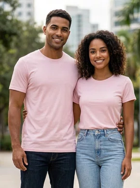 Camiseta De Algodão Unissex HT102 Har Têxtil Rose