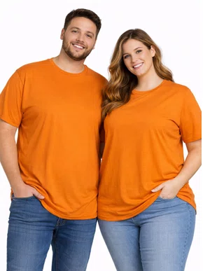 Camiseta De Algodão Unissex Tamanho Especial 1104  Har Têxtil Laranja