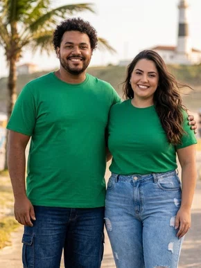 Camiseta De Algodão Unissex Tamanho Especial  HT103 Har Têxtil Esmeralda