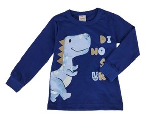 Camiseta Infantil Masculina 1-3 Dinossauro 55925 Brandili Azul