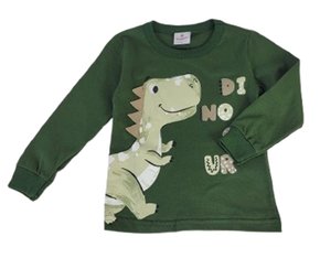 Camiseta Infantil Masculina 1-3 Dinossauro 55925 Brandili  Verde Militar