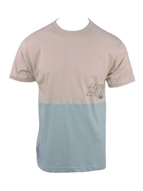 Camiseta Manga Curta Comfort Bicolor Masculina 11.19.5266 Overcore Bege e Azul Claro