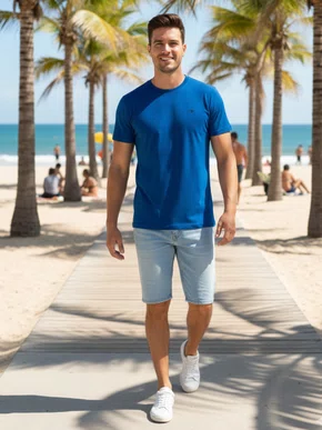 Camiseta Manga Curta Masculina 100% Algodão 51001 Mormaii Azul