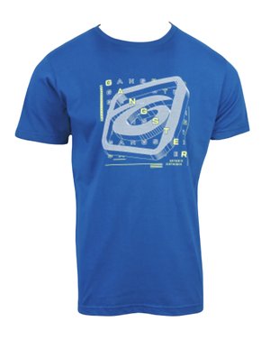 Camiseta Manga Curta Masculina Adulto Com Estampa 10.16.2702 Gangster Azul