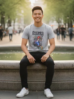 Camiseta Manga Curta Masculina Adulto Estampa Mario e Luigi 124211049 Over Mescla