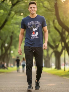 Camiseta Manga Curta Masculina Adulto Estampa Mickey 224211005 Brook Sthil Marinho