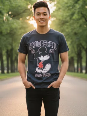 Camiseta Manga Curta Masculina Adulto Estampa Mickey 224211005 Brook Sthil Preto