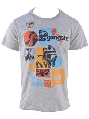 Camiseta Manga Curta Masculina Infantil Com Estampa Dinosauro 86.01.0689 Gangster Cinza Mescla Claro