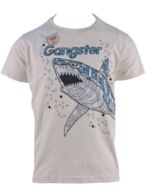 Camiseta  Manga Curta Masculina Infantil Com Estampa Tubarão 86.01.0641 Gangster Creme