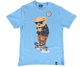Camiseta Manga Curta Masculina Juvenil Estampa Urso Com Óculos 31512 Vanton Azul Celeste