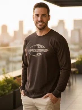 Camiseta Manga Longa 100% Algodão 514088 Mormaii Café