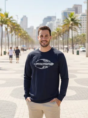 Camiseta Manga Longa 100% Algodão 514088 Mormaii Marinho