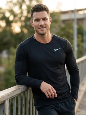 Camiseta Manga Longa Dry Fit Running FB7070 Nike Preto