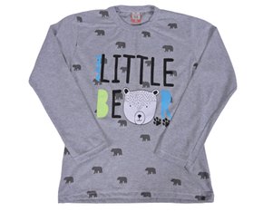 Camiseta Manga Longa Masculina Infantil Com Estampa Cleomara Cinza