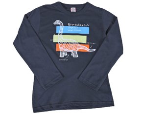 Camiseta Manga Longa Masculina Infantil Com Estampa Cleomara Preto