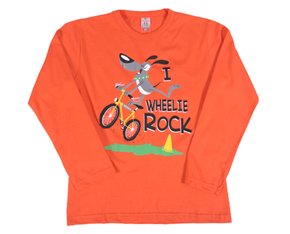 Camiseta Manga Longa Masculina Infantil Com Estampa Cleomara Vermelho