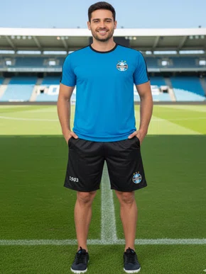 Camiseta Masculina Adulto do Grêmio Recorde 1025008 Betel Azul