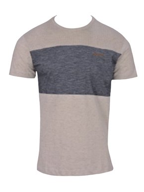 Camiseta Masculina Adulto Manga Curta Detalhe Logomarca 11.24.2405 Gangster Chumbo e Bege