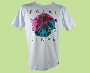 Camiseta Masculina Adulto Manga Curta Estampa Coqueiro 26204 Fatal Surf Branco
