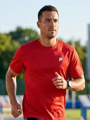 Camiseta Masculina Adulto Manga Curta Lisa DM 170 Fila Vermelho