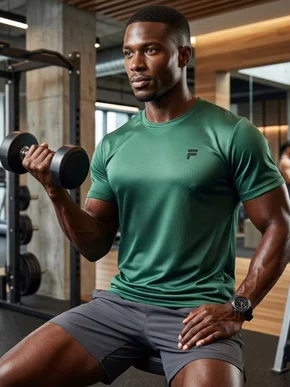 Camiseta Masculina Adulto Manga Curta Lisa DM170 Fila Verde Turquesa