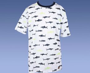 Camiseta Masculina Infantil 4-8  Manga Curta Estampa Tubarão 5CRC Hering Branco