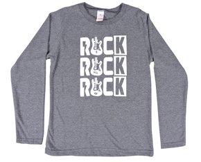 Camiseta Masculina Infantil Manga Longa 4/8 Estampa Rock 11208846 Marisol Grafite