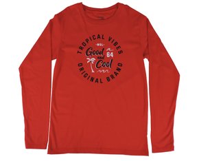Camiseta Masculina Juvenil  Manga Longa 10-16 Estampa Good 11208918 Marisol Vermelho