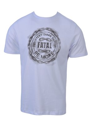 Camiseta Masculina Adulto Manga Curta Estampa Logomarca 29254 Fatal Branco