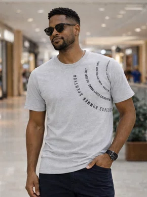 Camiseta Masculina Manga Curta Silk Summer 49.046 Onda Federal Mescla