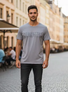 Camiseta Masculina Manhattan 48.109 Onda Federal Cinza