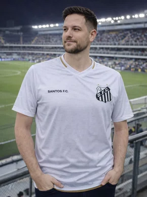 Camiseta Santos Masculina Adulto 800746801 Braziline Branco