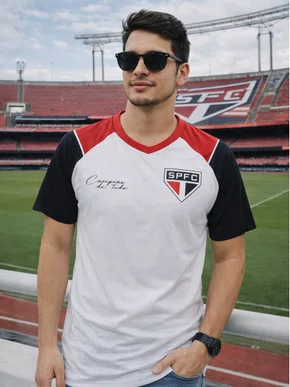 Camiseta São Paulo Masculina Adulto 900756201 Braziline Branco