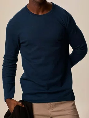 Camiseta Slim Canelada Masculina 1000006660 Malwee Marinho