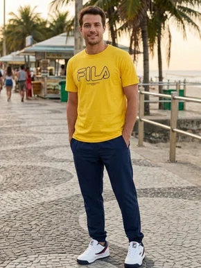 Camiseta Street Express Print Masculina Adulto F11HT00402 Fila Amarelo