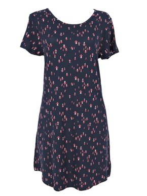 Camisola Manga Curta Feminina Adulto De Malha Estampa Cogumelo V506M Vila Flor Marinho