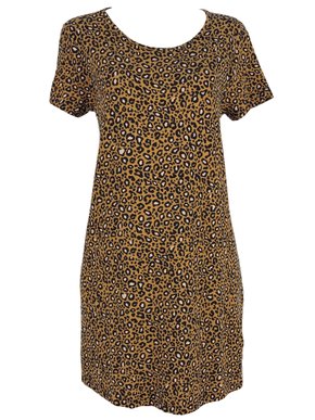 Camisola Manga Curta Feminina Adulto De Malha Estampa Onça V506M Vila Flor Marrom