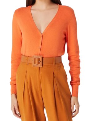 Casaco Feminino Adulto Liso Com Botão K0WK Hering Laranja