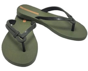 Chinelo Feminino Adulto 27230 Diversa Ipanema Verde Militar e laranja