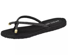 Chinelo Feminino Adulto Tiras Com Strass 8395.227 Beira Rio Preto e Grafite