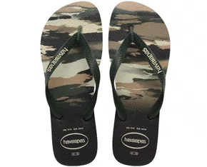 Chinelo Masculino Havaianas Top Camuflada Preto e Verde Olive